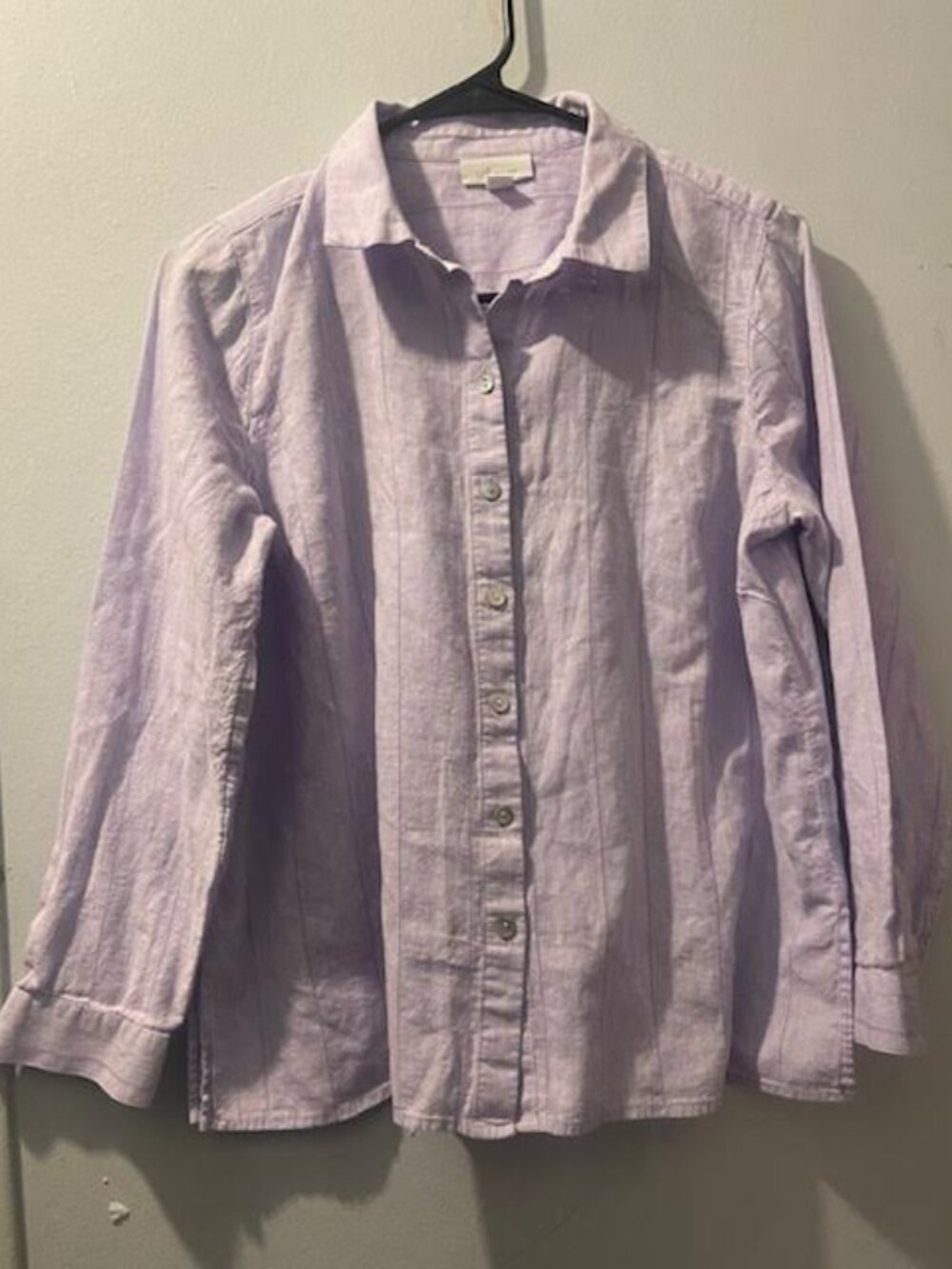 J. Jill Lavender Button-Front Linen Shirt - Picture 3 of 7